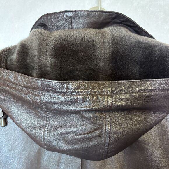 The Connection New York Womens XXL Brown Genuine Leather Jacket Soft Lined Coat - Picture 12 of 13